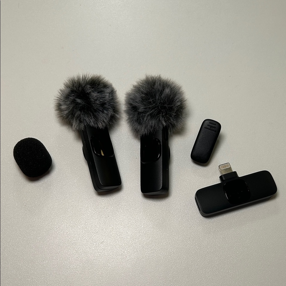 Wireless Microphone Set with Furry Windscreens